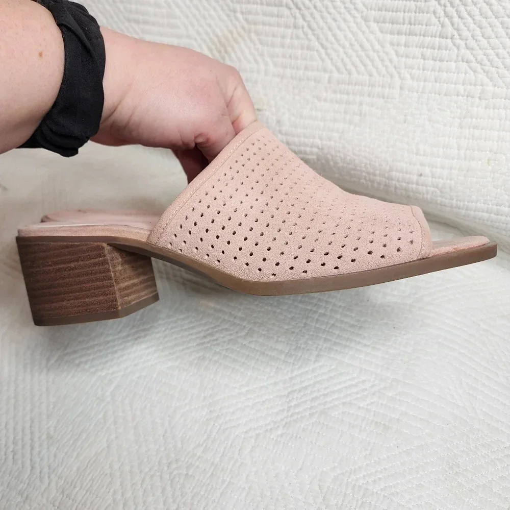 Koolaburra‎ by UGG Suede Leather Raychel Slide On Open Toe Heels Blush Pink 10